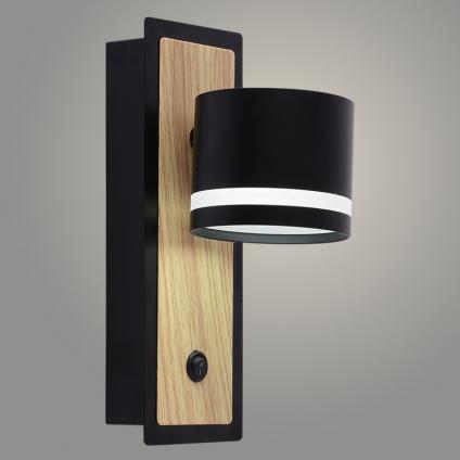 Бра XI4522/1W BK+WOOD черный/дерево 1х15W GX53 d125 h220, HN25